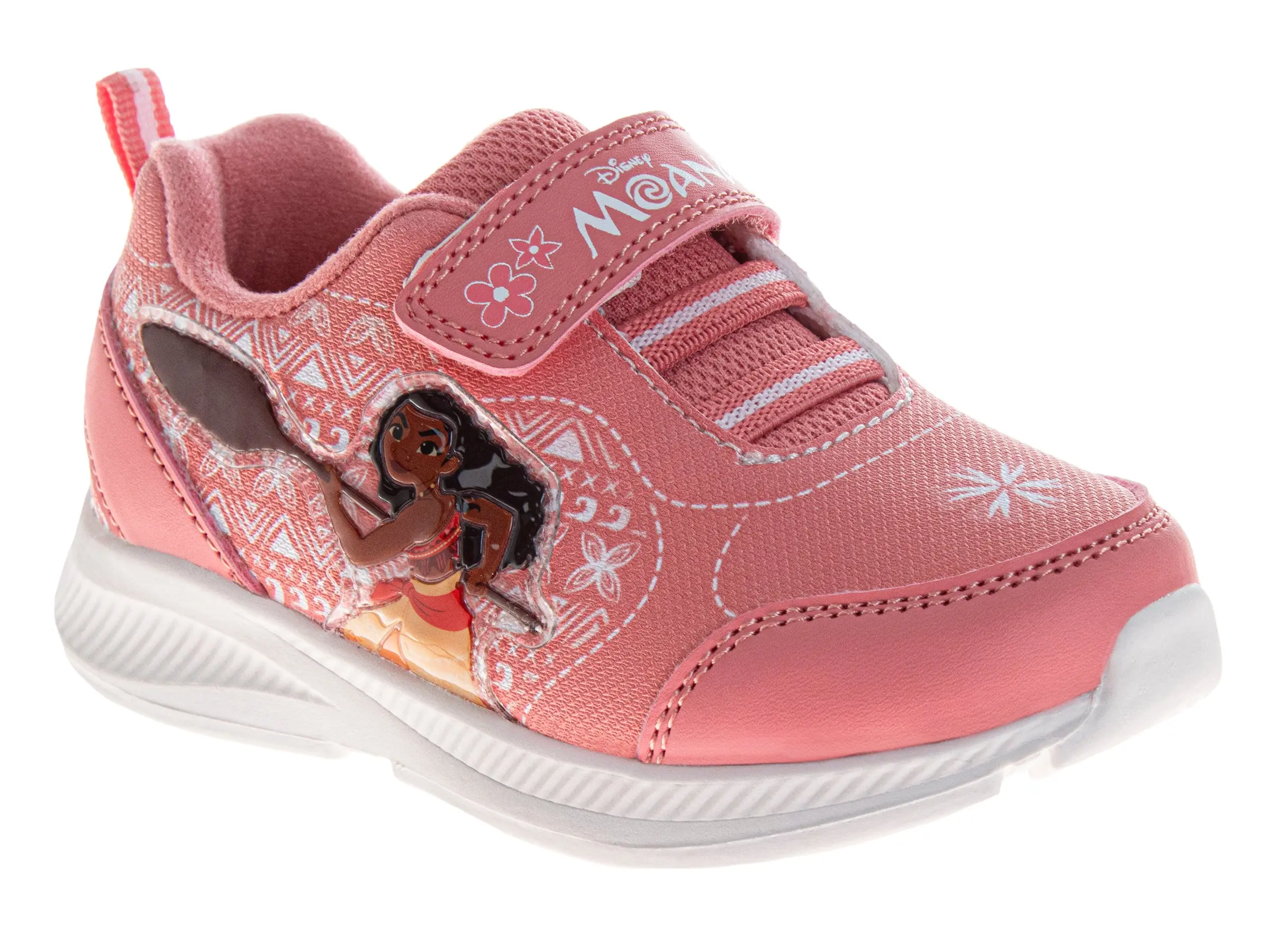 JOSMO KIDS Light Up Sneakers for Toddler Girls, Disney Moana Casual Low Top Slip On Trainers with Hook and Loop