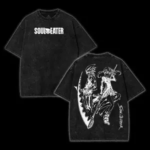 Soul Eater Inspired Anime Tee, Soul & Maka Unique Y2K Style Vintage Unisex Heavy Cotton Tee, Gift for Anime Fans, Comfort Cotton Fabric Top Womenswear Fit