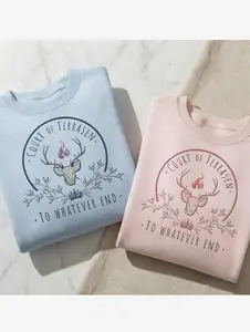 Terrasen To Whatever End Embroidered Sweatshirt, Fireheart Hoodie, SJM Throne of Glass Shirt, ACOTAR Book Lover Gift,Fantasy Reader Crewneck