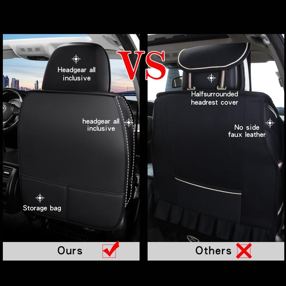 For Chevrolet Silverado GMC Sierra 1500/2500 HD/3500 HD Pickup Truck 2007-2025 Car Seat Covers, Soft Touch Premium Napa PU Leather Full Set Front Rear Seat Cushion Full Surround Design with Storage Bag, Breathable Non-Slip Waterproof Protector Pad Mat