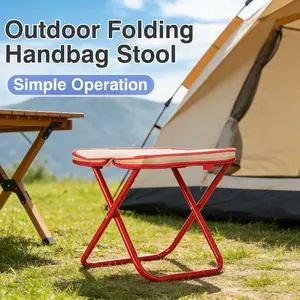 1 Count of outdoor folding handbag stool,Useful for family outings, Extra seat when needed，red or khaki color
