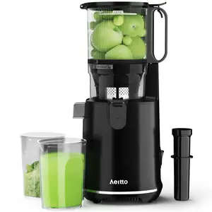Aeitto Max5 Juicer, Cold Press Juicer with 5.8" Large Feed Chute,1.7L Large Capacity, 250W Whole Masticating Juicers for Vegetable and Fruit, High Juice Yield, Easy to Clean with Brush, Ice Fruit, BPA-Free, Smart recipes App