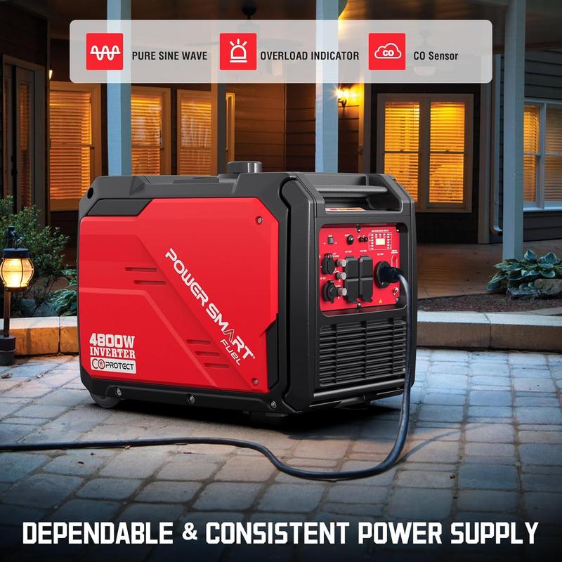 PowerSmart Electric Start 4800-5000 Watt Portable Inverter Generator with Wheels Handle Kit, Hurricane season, CO Protect, Quiet, 30 Amp for RV-Ready (DH5050E PS5046CE HB5046C)