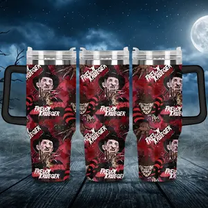 Razor Glove Graphic 20oz 40oz Tumbler with Lid and Straw, Nightmare Style Insulated Coffee Mug, Heavy Duty Stainless Steel Travel Cup for Horror Lovers