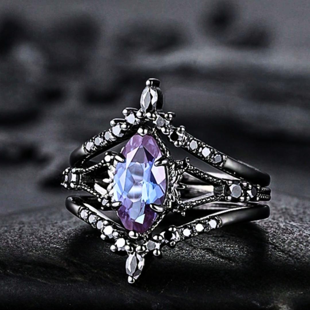 Black Electroplated Synthetic Zirconia Wedding Engagement Rings for Women, Fashion Jewelry as Bridal Rings, Engagement Rings, Great Gift for Her