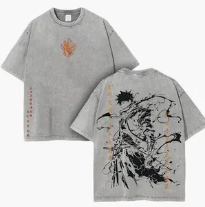 Ichigo Washed Oversized Tee – Double-Sided Print Bleach Shirt | Vintage Streetwear Unisex T-Shirt | Heavyweight Cotton Anime Manga Tee | Gift for Anime Fans B