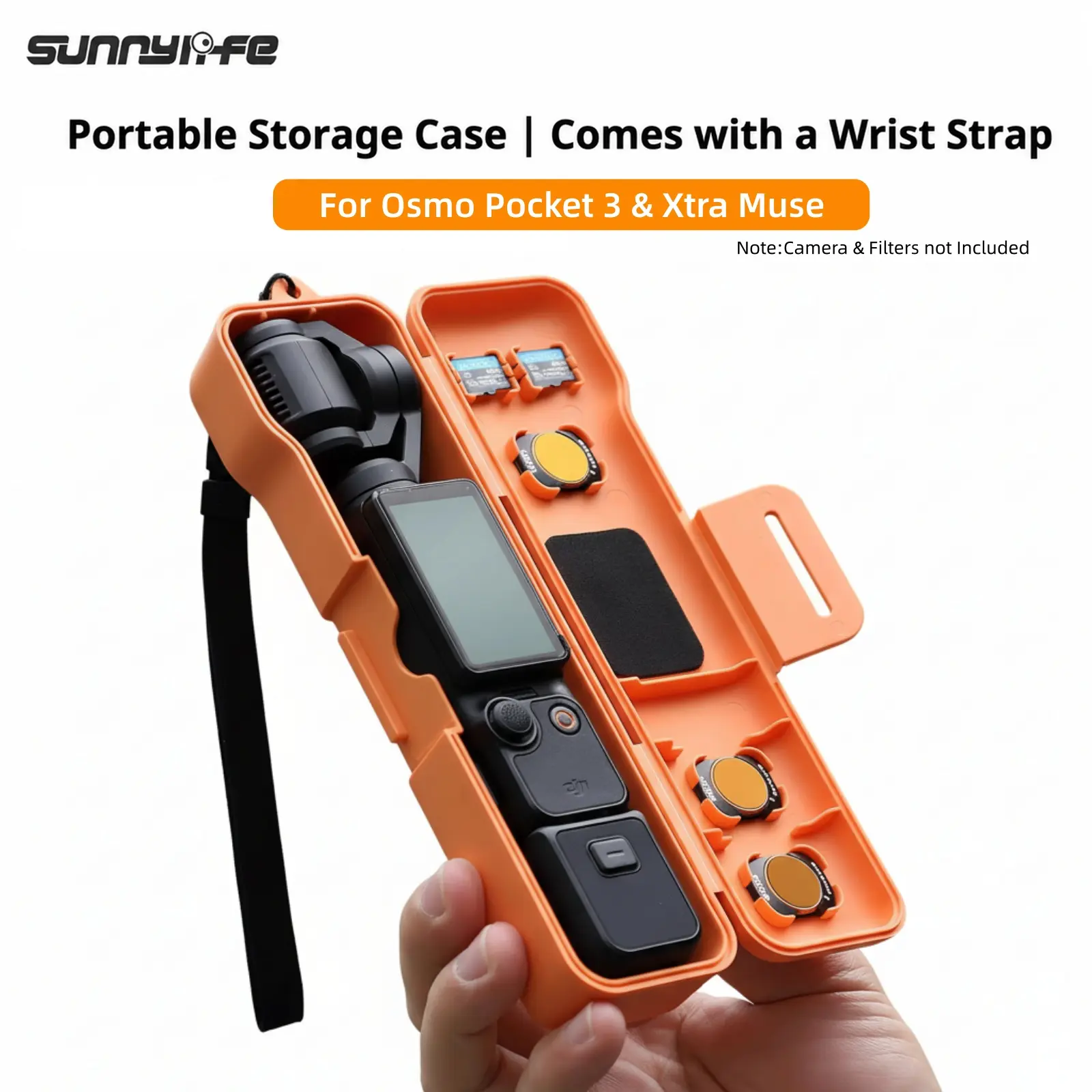Storage Box for DJI Osmo Pocket 3 / Xtra Muse Flip Cover Slim Case Protective Carrying Case with Lens Filter Slot TF Card Slot Shockproof Portable Hard Shell Protection Come with Wrist Strap Accessory Creator Combo Camera Travel Gadgets