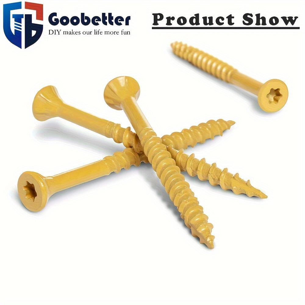200 400pcs Deck Screws Set T25 Torx Self Tapping Wood Screws Exterior Deck Screws, #10*3-1/2 Rust Resistant Exterior Deck Screws With Yellow Ceramic Coating-for Easy Installation - Ideal For Wood Fastening