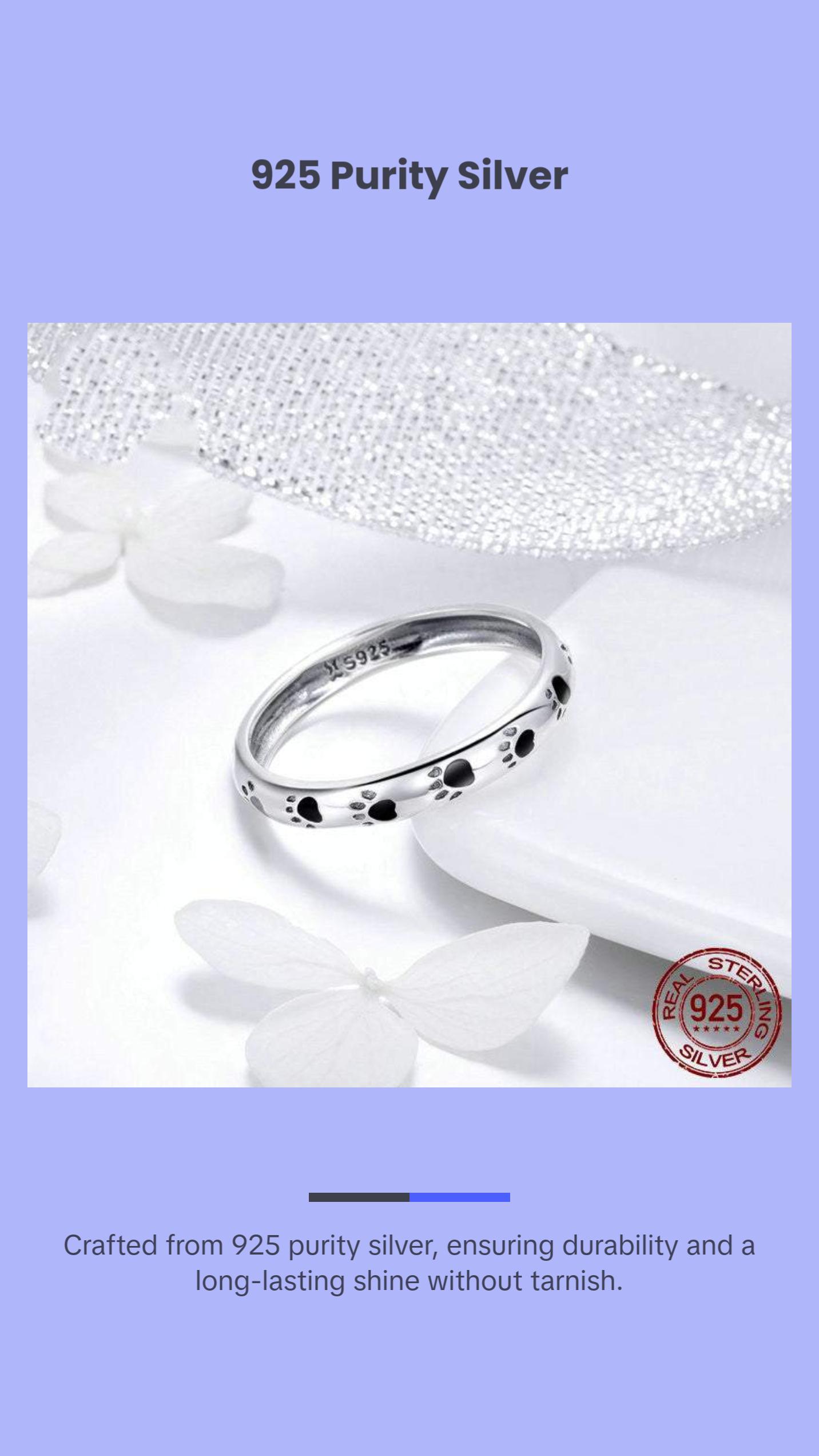 Sterling Silver Ring With Engraved Puppy Paw Prints                                                                                                                                  45