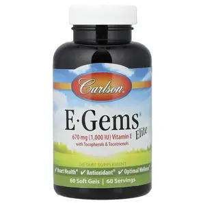 Carlson E-Gems® Elite, Vitamin E with Tocopherols & Tocotrienols, 60 Soft Gels