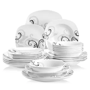 Vewett Zoey Dinner Service In Porcelain, 18/24 Pieces Crockery Set, Breakfast Service,Dinner Service for 6