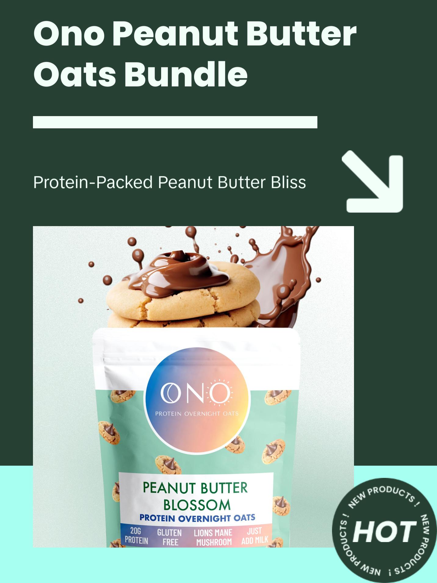 ONO Protein Overnight Oats Peanut Butter Chocolate Bundle - Includes 20g Protein, Gluten Free, Low Sugar, Just add milk