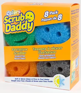 Scrub Daddy Colors FlexTexture Scrubber Sponges (8 Pack) – Scratch Free Multi-Surface Cleaning