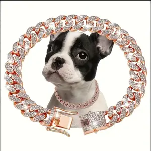 New Hip-Hop Style Pet Collar Diamond-Encrusted CubanDog Collar Pet Jewelry for Stylish Dogs Trendy AccessoryIdeal for Fashionable Pets