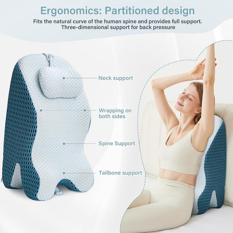 Wedge Pillow, Pillow Wedge with Small Support Pillow Ergonomic Memory Foam Wedge Pillow for Female, Comfortable Wedge Pillow for Neck and Back, Small Wedge Pillow for Sleeping Reading Back Pain Relief(Suitable for people weighing 100-250IB)