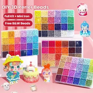 Fuse Beads Kit with Iron, 100+ Patterns, 3D Pixel Art DIY Set, Complete Tools, Pegboards, Tweezers, Ironing Paper, Creative Gift for Kids Teens Professional Crafts