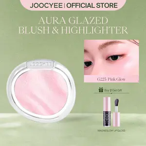 JOOCYEE Glazed Blush, Aura Shimmer Blush Powder, Long-Lasting, Sparkle, Fine Glitter, Multi-Use Blush Highlighter Eyeshadow, Beginner Friendly, Party, Prom, Rush Ready, Spring Gift, Refresh Look