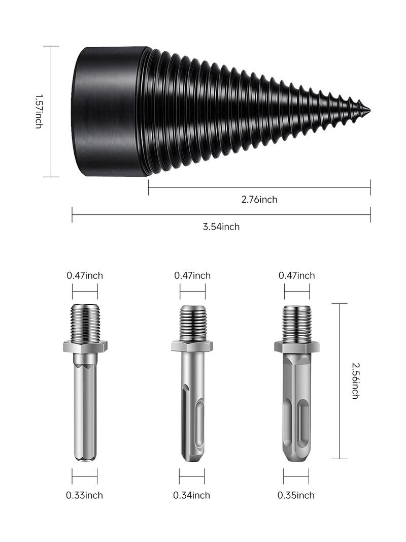 Firewood Log Splitter Drill Bit Set – Heavy-Duty Carbon Steel Wood Splitting Cone with Round/Hex/Square Shank – Safe, Efficient, and Easy to Use for Fireplace, Camping, Home Heating, and Outdoor Wood Cutting Firewood Log Splitter Drill Bit Set – Heavy-Duty Carbon Steel Wood Splitting Cone with Round/Hex/Square Shank – Safe, Efficient, and Easy to Use for Fireplace, Camping, Home Heating, and Outdoor Wood Cutting