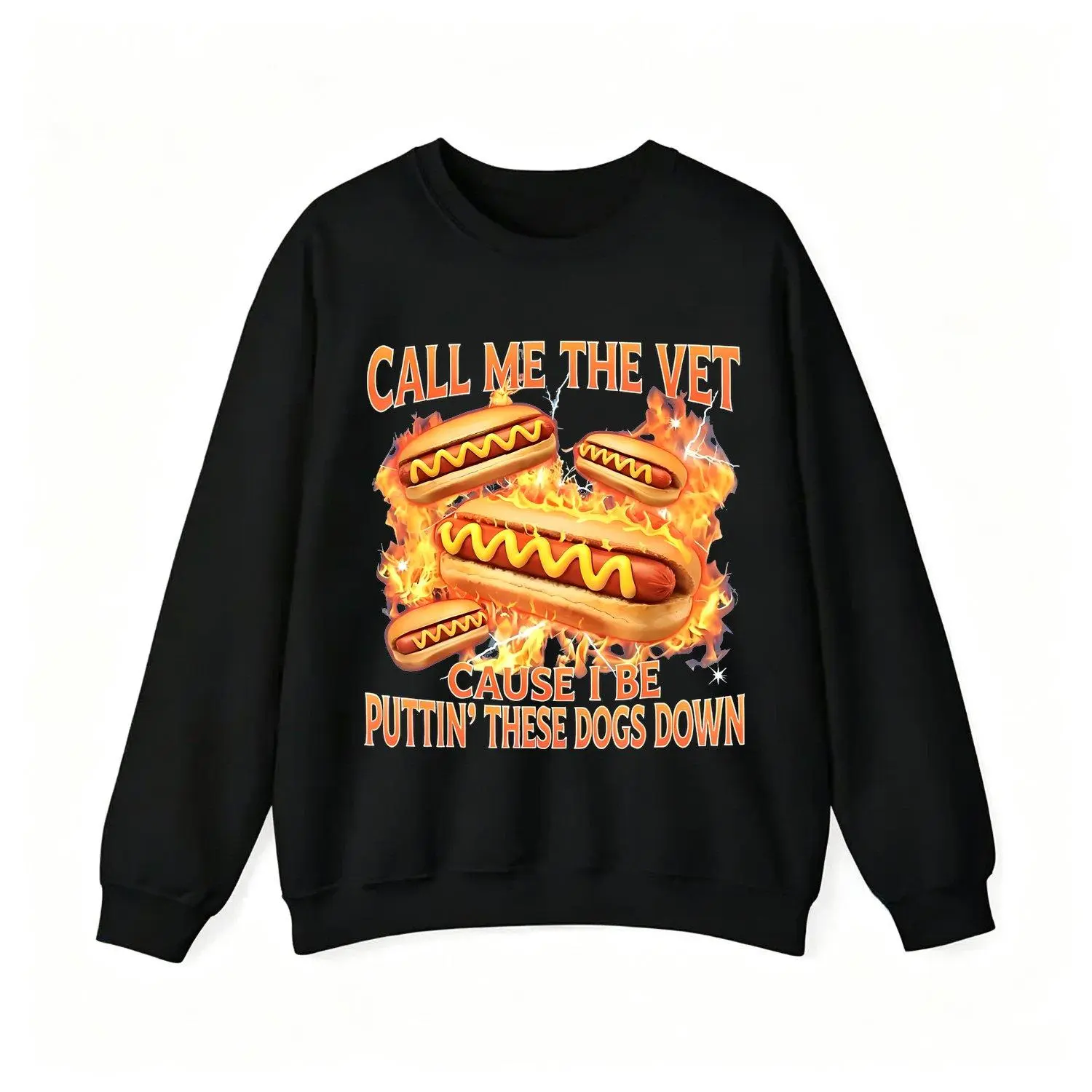 Men Sports Sweatshirt Funny Hot Dog Meme With Call Me The Vet Phrase Perfect For Humor Fans Casual Athletic Style