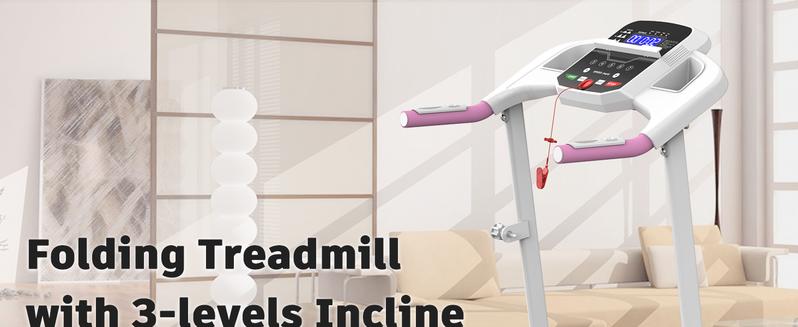 LIVIVOX  7.5 MPH  Foldable Walkable walking Treadmill with Handle，Remote Control ，Wheels for Easy Moving，265lbs Weight Capacity  Outdoorfun Home Gym Fitness Equipment Workout  Calories， Ideal for home/office,apartment ,incline pink treadmill