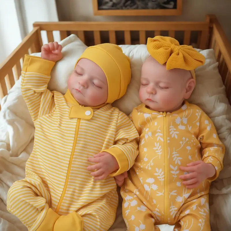 BABESIDE Ultra-Realistic Rebirth Dress Up Doll Twins - 17/20in Soft Vinyl Limbs, Fabric Body Newborns with Clothes & Pacifier, 1.1kg Each, ASTM F963 Certified Toys for 3-4 Years Old Kids to Encourage Pretend Caregiving