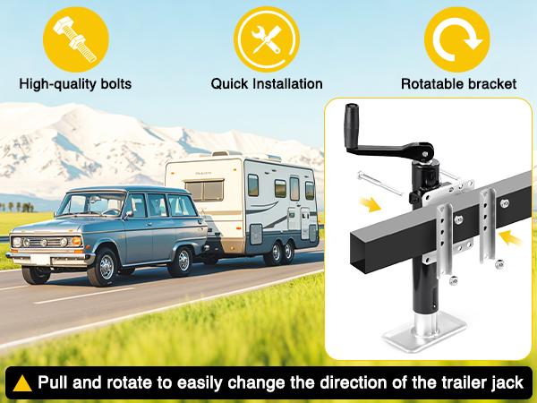Nilight Trailer Jack 2000LBS Heavy Duty Swivel Bolt-On Trailer Jack 10 Inch Vertical Travel Alloy Steel Utility Trailers Tongue Jack Stand for RV Boat Horse Trailers Camper Utility Yacht Matt Black