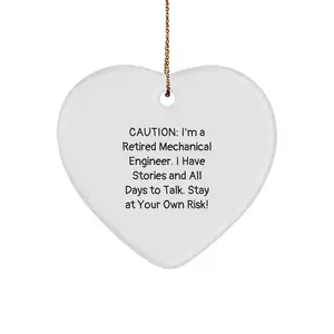 Funny Story Gift from a Retired Mechanical Engineer, Heart Ornament for Christmas Unique Gifts for Men, Mechanical Engineer Heart Ornament with Gold Cord