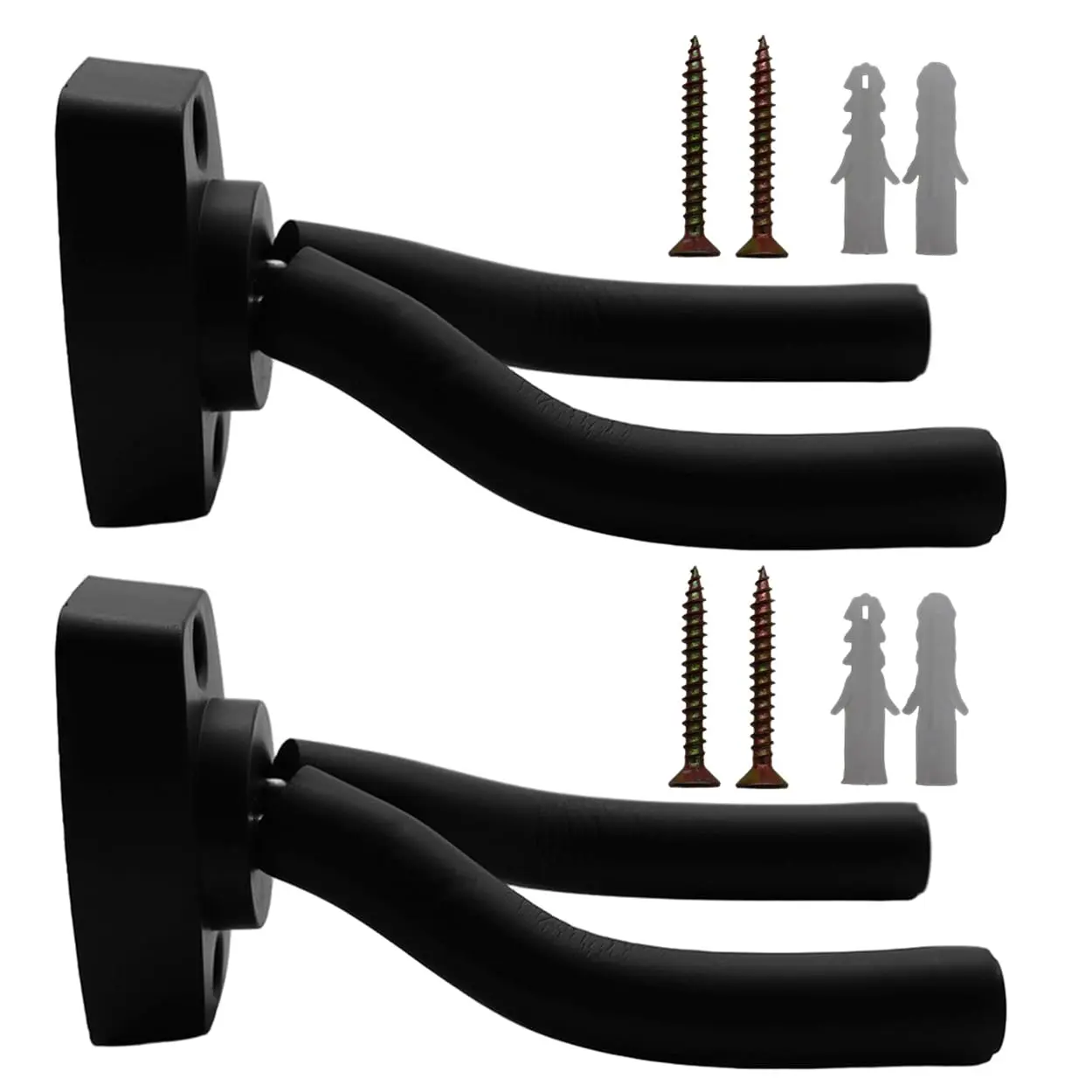 Marksafe 2-Pack Adjustable Solid Wood Wall Hangers - Multi-Guitar Stand Mounting Hook Bracket, Instrument Accessories for Full-Size Basses, Ukuleles, Violins, String Instruments, Multi-Guitar Stand String Instruments Accessories