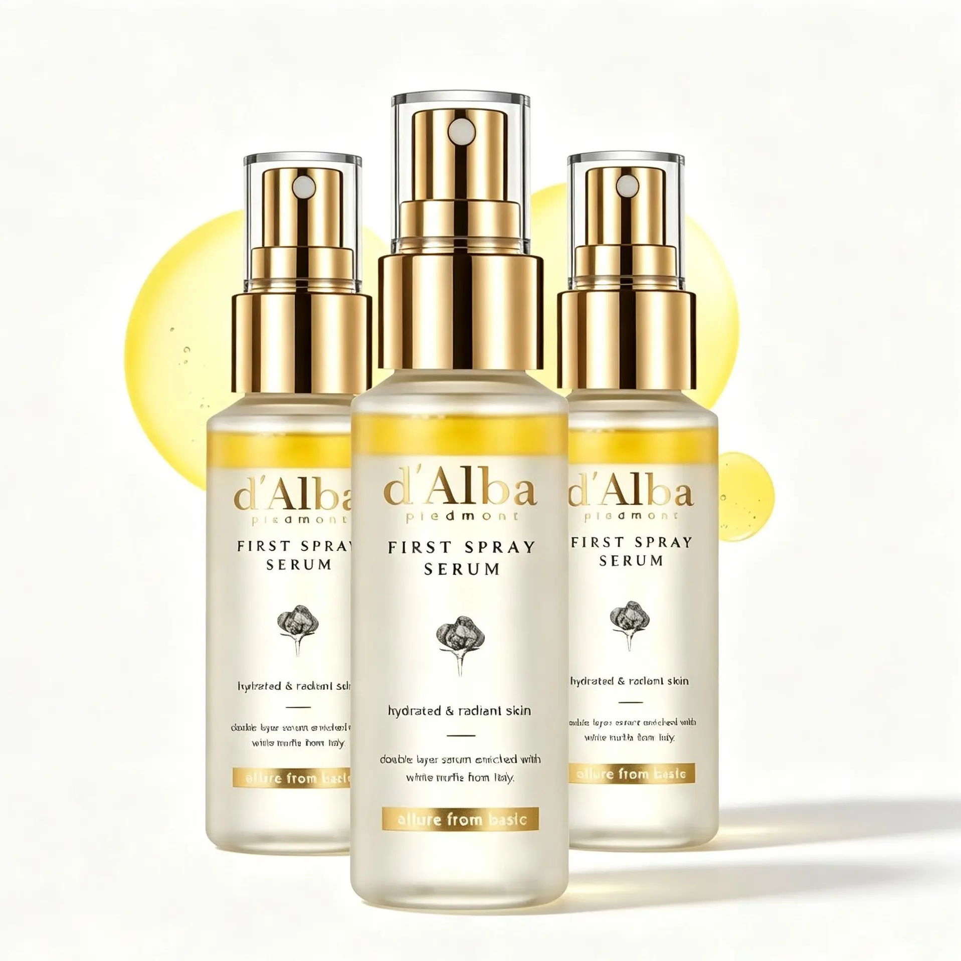 3PCS d'Alba White Truffle Essence Spray - Radiant Essence - Lightweight Vegan Korean Essence Spray