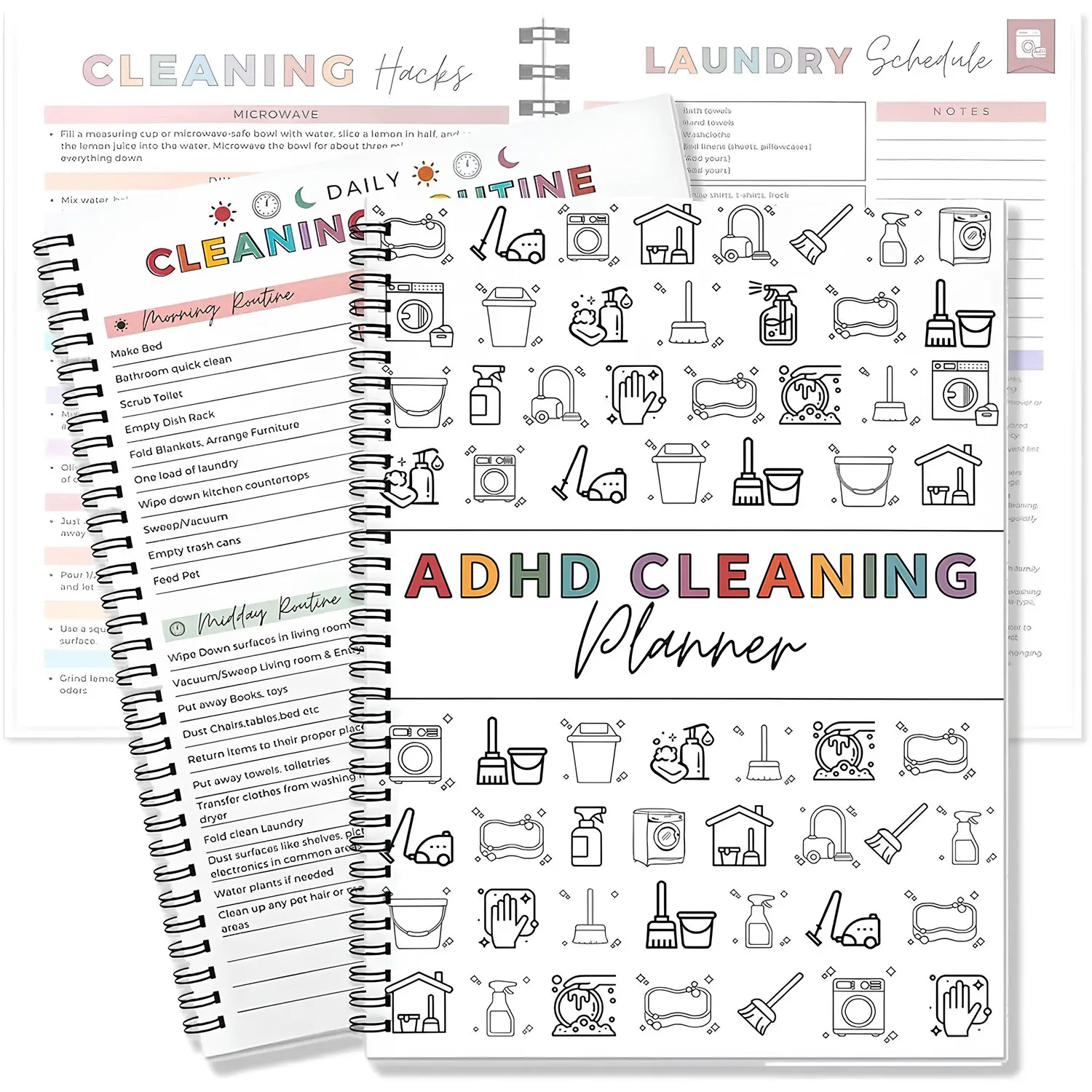 ADHD Cleaning Planner A4 Size Daily Weekly Monthly Schedule Checklist Notebook, Chore Chart Notebook for Home, Family Cleaning Tasks, DIY Home Improvement, Editable Template, Routine Tracking Family Cleaning Tasks #SummerVibes