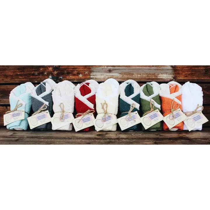 Cotton Dishcloths Set of 4 - 11x11 100% Cotton Made in USA Resists Souring Fade Resistant Machine Washable Preshrunk
