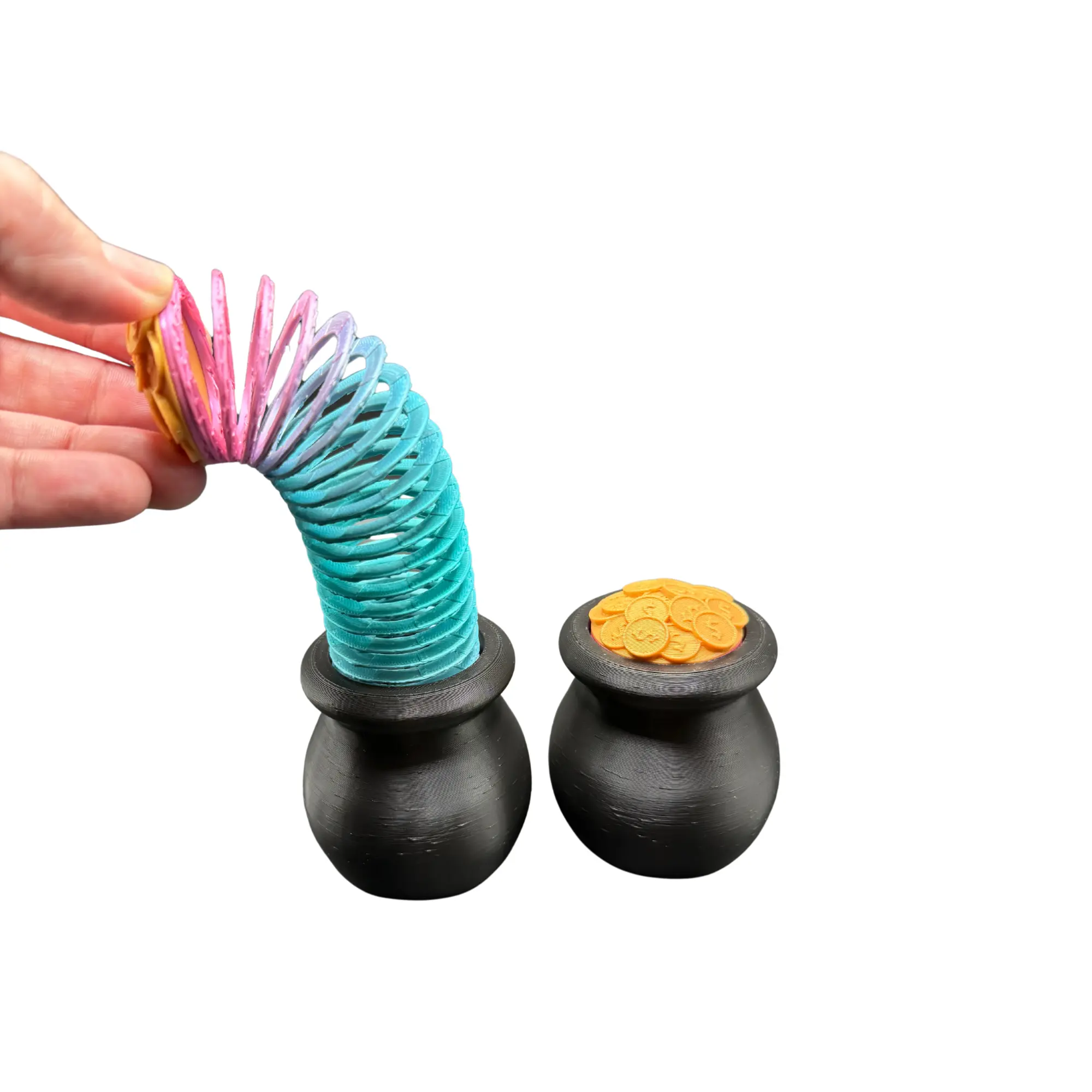 Pot of Gold Slinky - 3d Printed St. Patrick's Day Fidget Toy and Stress Relief - Leprechaun toy