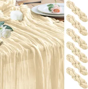 6/10 Pack Dusty Table Runner Cheesecloth Table Runner Rustic Gauze Table Runners Romantic Long Sheer Fabric Cheese Cloth