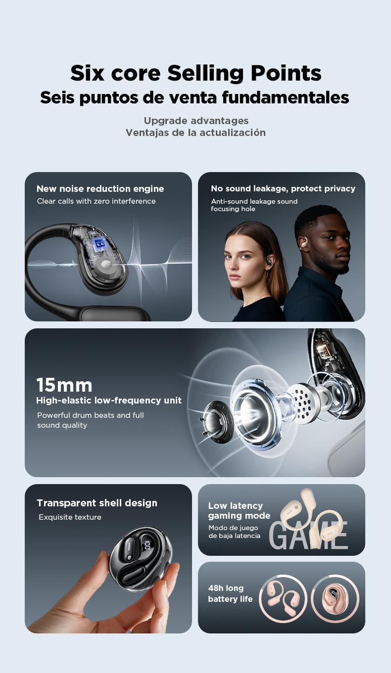 MINISO MS190 Wireless Headphones Bluetooth 6.0 Sport Earphone Built-in Microphone HIFI Sound Quality Earbuds