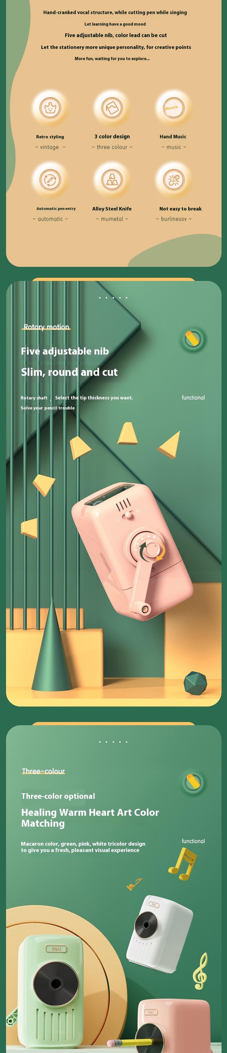 Deli Music Sharpener Multi-functional Portable Hand