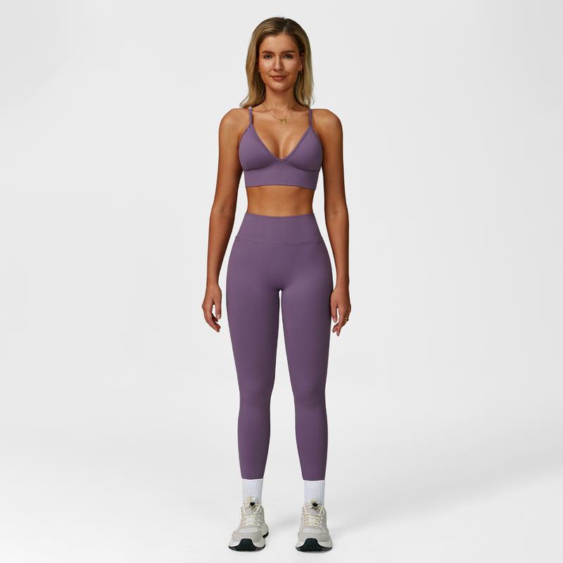 Women's Solid Color Cut-Out Backless Camisole Top & High-Waist Leggings Tracksuit Set, Sporty Comfortable Breathable Outfits for Yoga, Gym, Workouts, Running, Valentine's Day Gift for Girls, Ladies' Summer Sports Wear Athleisure Sweatsuit