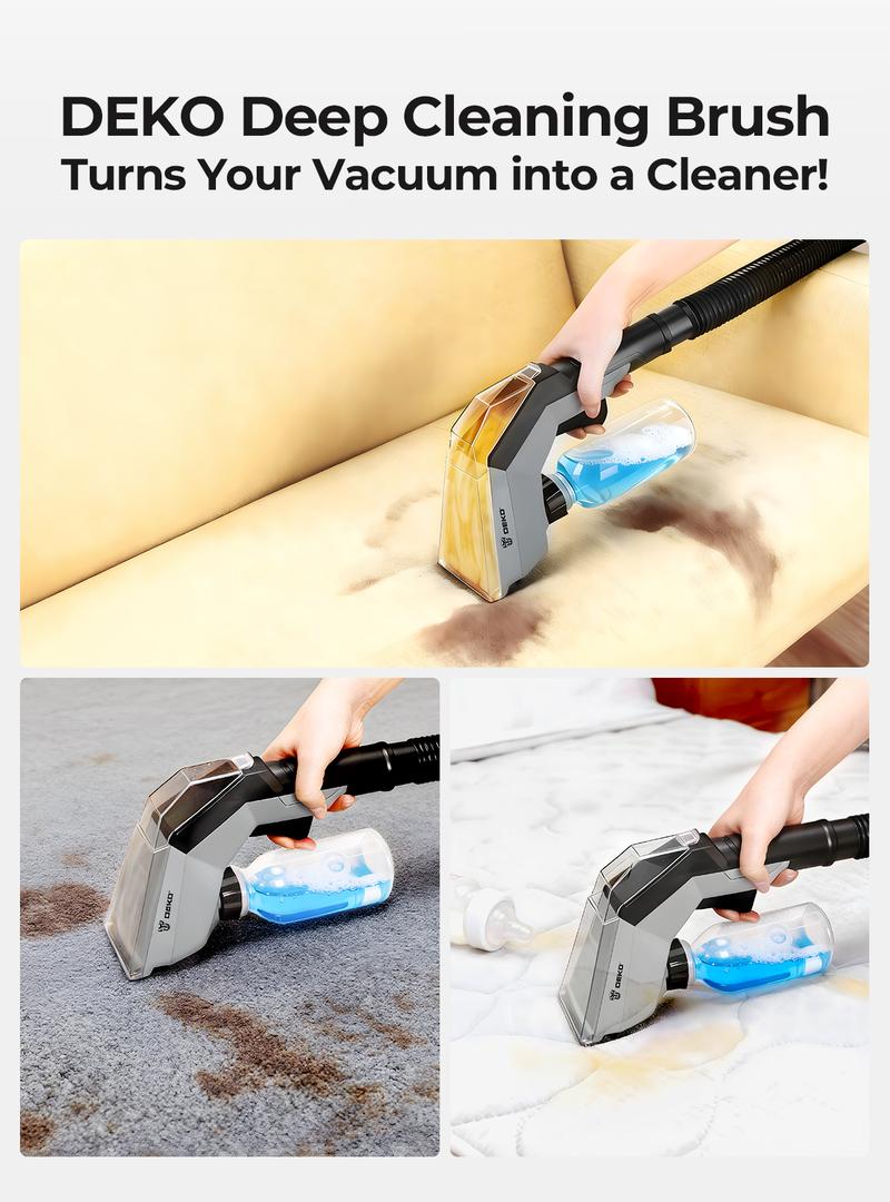DEKO Upholstery Cleaning Brush Head — Fits 32mm And 35mm Wet/Dry Vacuums. Easily Spray, Scrub, And Vacuum To Remove Stains. Suitable For Sofas, Rugs, Car Seats, And More. Brush Only — Vacuum Sold Separately.