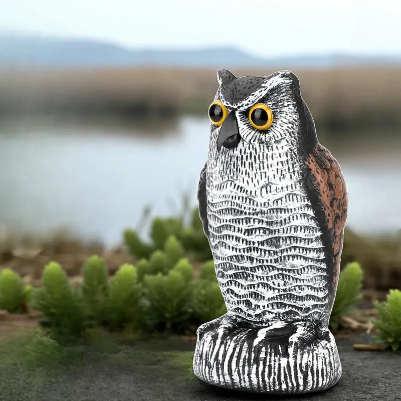 10.2x4.7in Eco-Friendly Resin Owl Statue - Garden Supplies, Humane Bird Deterrence Pest Control, Great for Balconies Decks Patios, Scary Eyes Outdoor Decor
