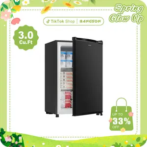 BANGSON 3.0 Cu.Ft Small Upright Freezer, Single Door Mini Freestanding Freezer, Adjustable Thermostat, Energy-Efficient & Quiet, Compact Design, Reversible Door, Adjustable Leveling Feet, for Apartment/Dorm/Kitchen, Black & Silver