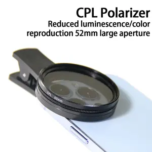Clip-On CPL Circular Polarizer Filter 52mm Phone Camera Lens Clip Filter for Universal Phone & 52mm Camera Lens Compatible