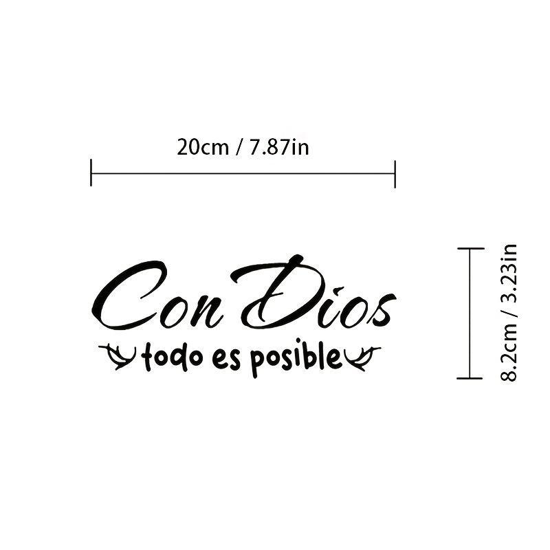 Con Dios Todo Es Posible Spanish Inspirational Faith Decal Cute Durable Vinyl Sticker | Perfect for Cars Windows Bumpers Trucks Motorcycles, Water Bottles, Laptops & Smooth Surfaces | Religious Motivational Decor, Multiple Colors Available, Long-Lasting