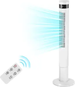 Tower Fan Portable Electric Oscillating Fan Quiet Cooling Remote Control Standing Bladeless Floor Fans 3 Speeds Wind Modes Timer Bedroom Office (43 inch, White) tiktokshopspringglowup