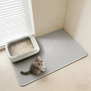 Cat litter mat, double-layer design with urine-proof and waterproof material, double-layer filtering litter tray, washable cat toilet tray. Double-layer honeycomb cat litter mat, durable. odor