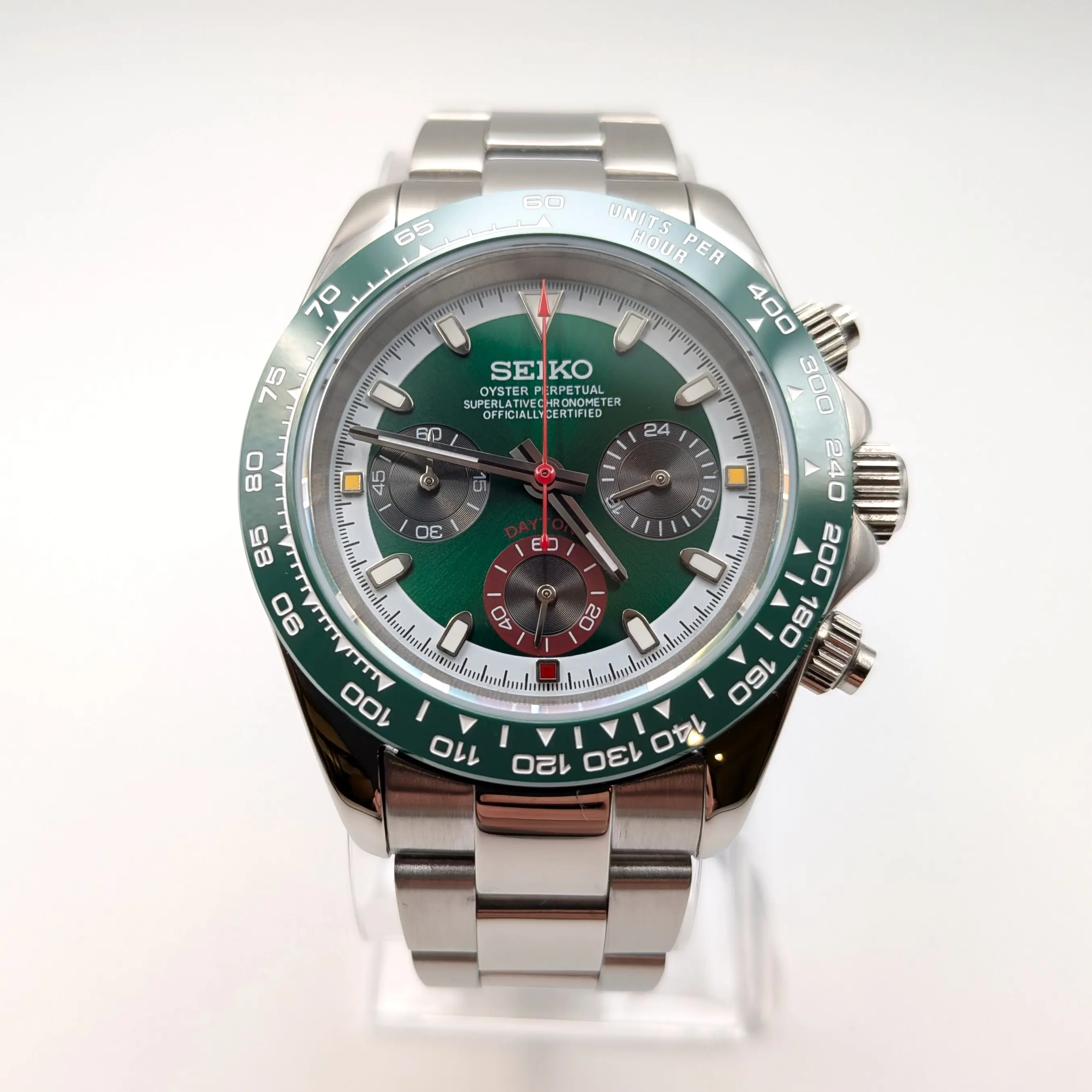 SEIKO クロノグラフ 腕時計 グリーン SEIKO Spirit SBTR017 Green Chronograph Quartz Leather band Men