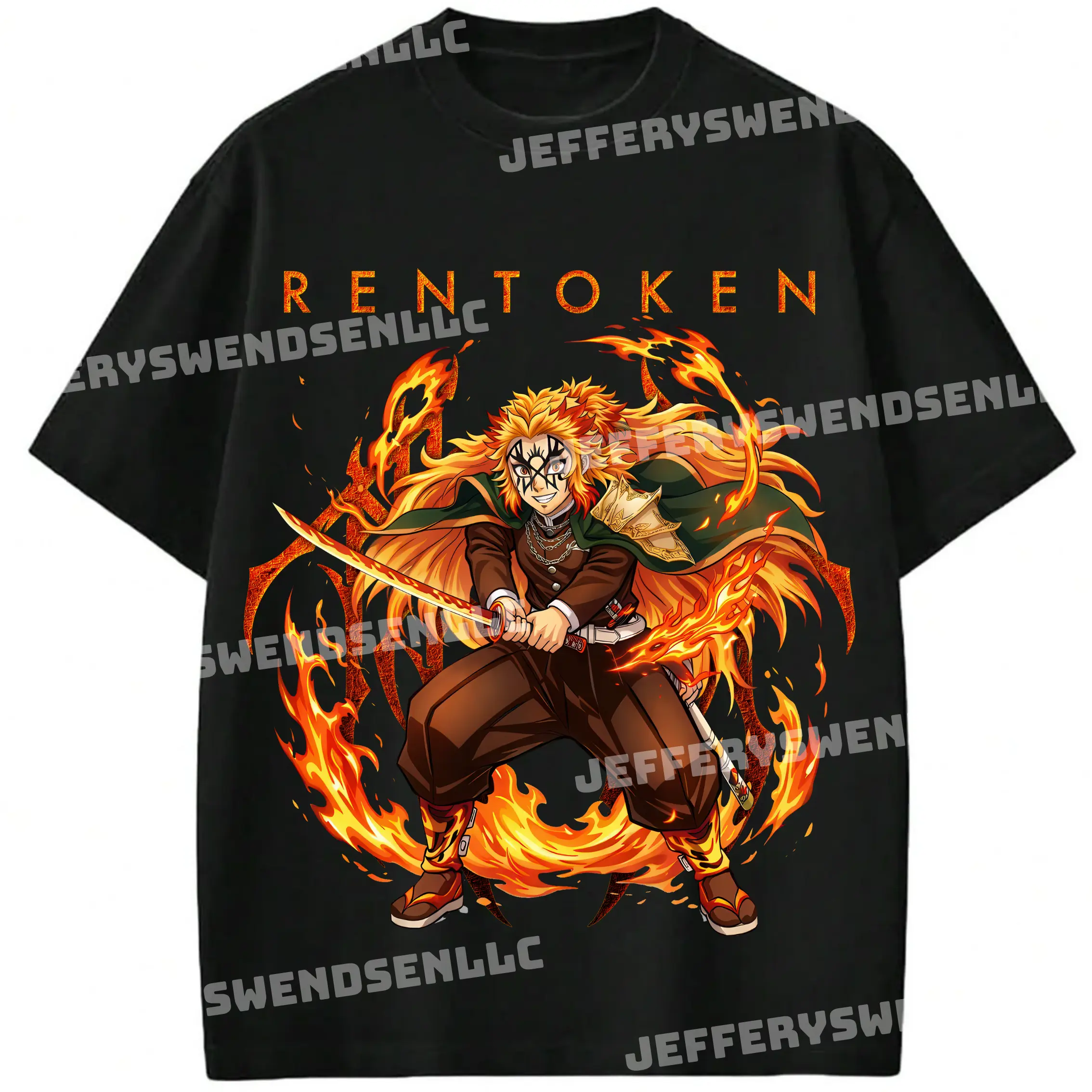 Rentoken Graphic Tee, Sl33pT0k3n x Rengoku Shirt, Dem0n Slay3r Anime Fan Merch, Unisex Sweatshirt Hoodie
