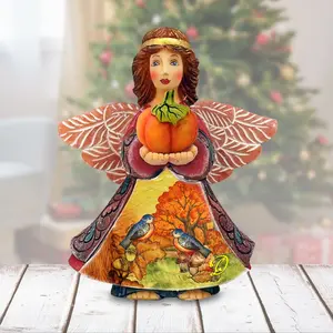 G.DeBrekht 516655 6 x 5 in. Autumn Angel with Pumpkin Handcrafted Christmas Figurine