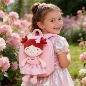 Gloveleya 9inch Spring Princess 2-in-1 Backpack — My First Easter Basket Alternative & Travel Companion for Toddlers 2-6, Soft Plush Bag with Detachable Doll