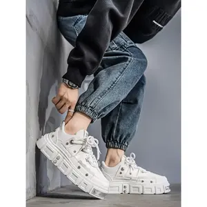 Men's Thick Sole Height Increasing Cyberpunk Skate Shoes, Casual Metal Sneakers, Comfortable and Stylish Footwear for Daily Wear, Thick Soled Sneakers