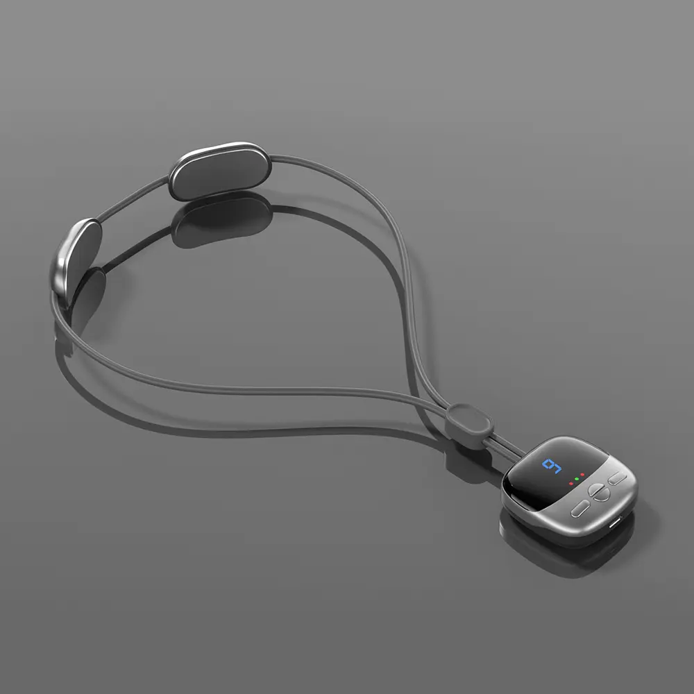 Portable Universal Cervical Spine Massager, ABS Plastic Neck Massager with EMS Muscle Stimulation, 9-Speed Adjustment, Ergonomic Hanging Design, Adjustable Hot Compress, USB Rechargeable, 15-Day Standby, 5W, 19.2*14*4cm, for Desk & Home Office Desk Use