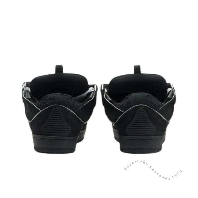 SneakersBlackandGreyDesignerbrandMen'sflatLeatherSneakersEmboweledcalfskinstripesStretchcottonlowluxurymen'sflatsWalkingShoesTrainer